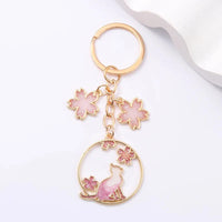 Porte-clés chat japonais fleurs de cerisier
