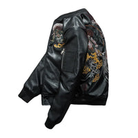 Blouson sukajan similicuir brodé