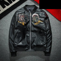 Blouson sukajan similicuir brodé