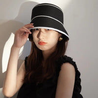 Chapeau Bucket Paille Bicolore Femme