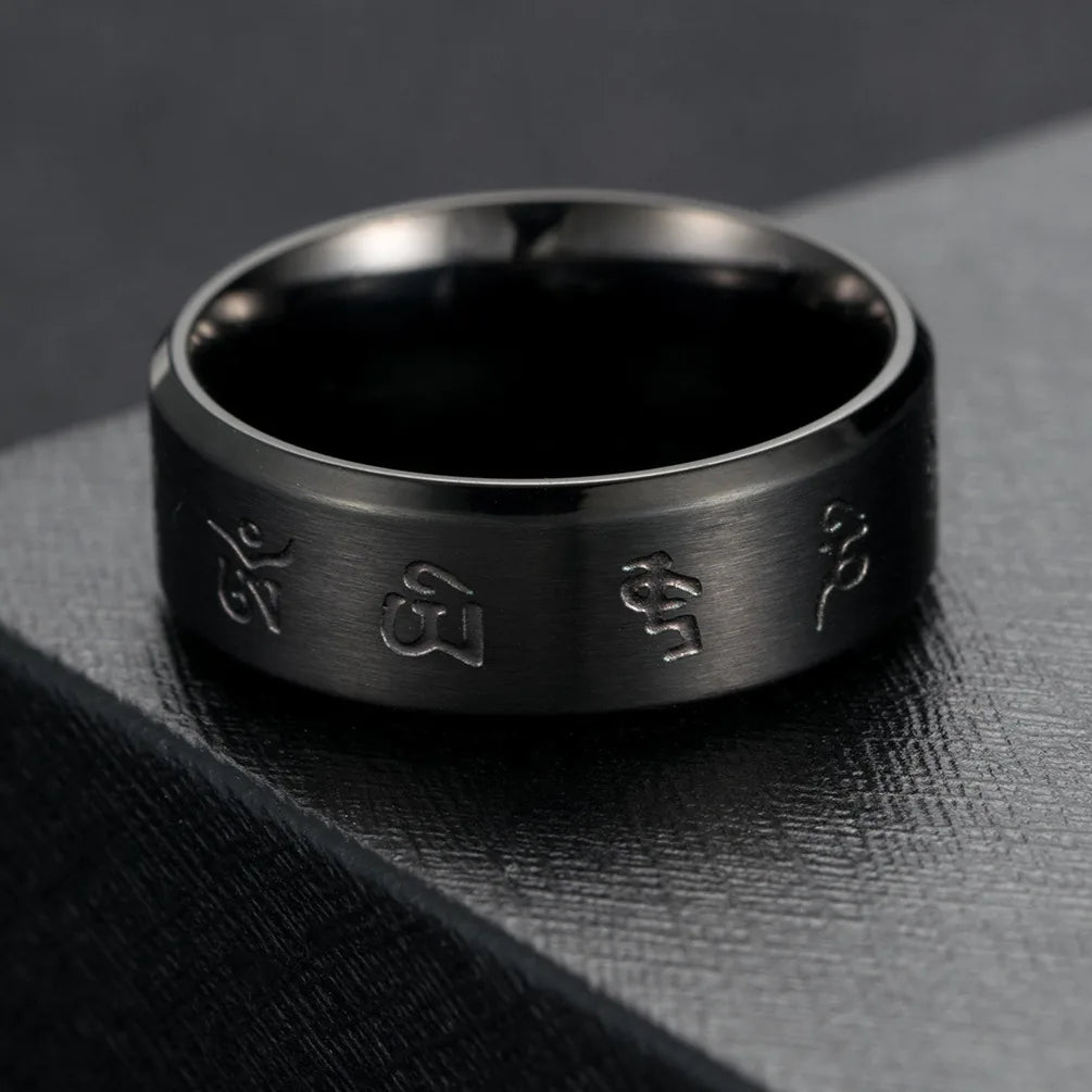Bague homme tournante noire