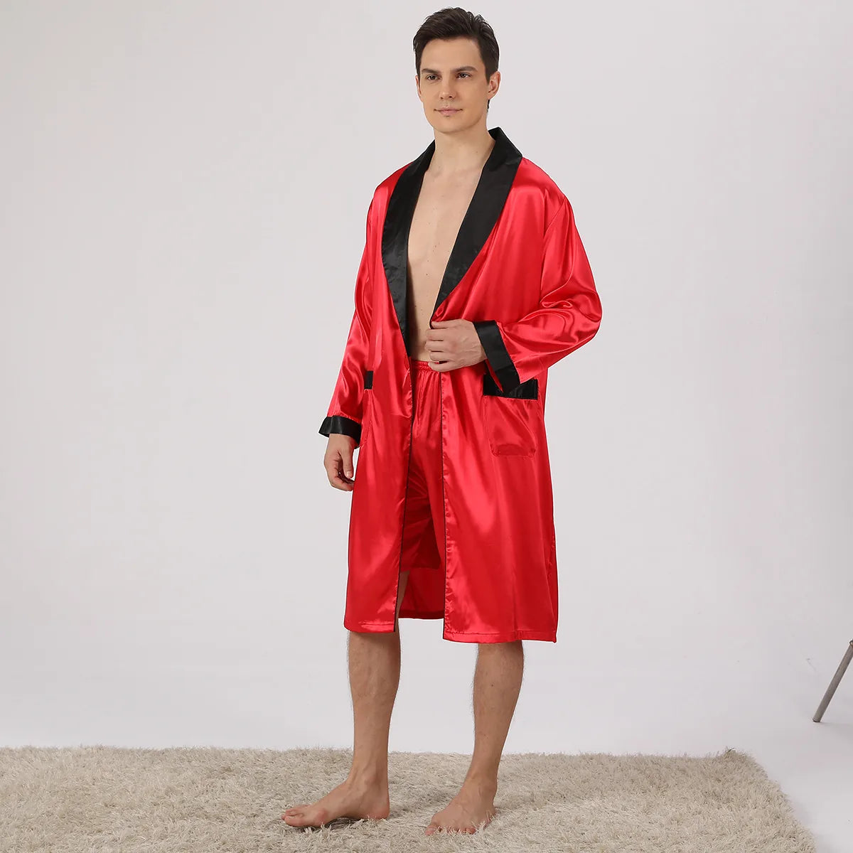 Robe de chambre kimono homme satinée