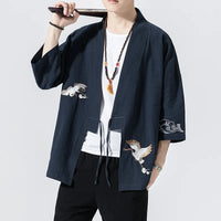 Veste Kimono Homme Brodée de Grues