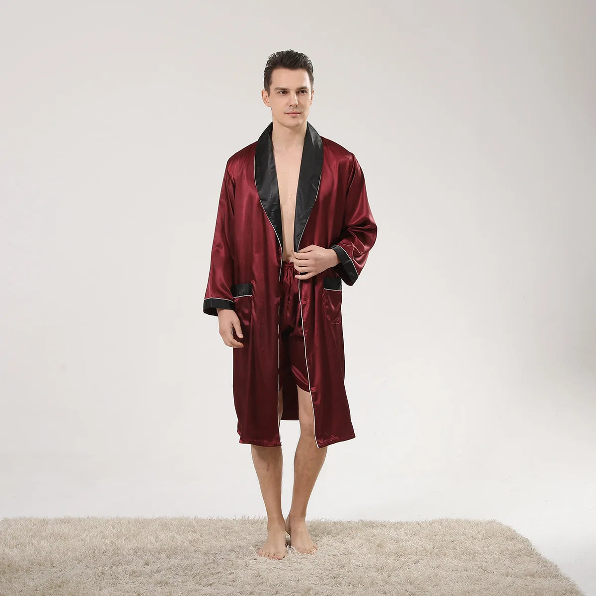 Robe de chambre kimono homme satinée