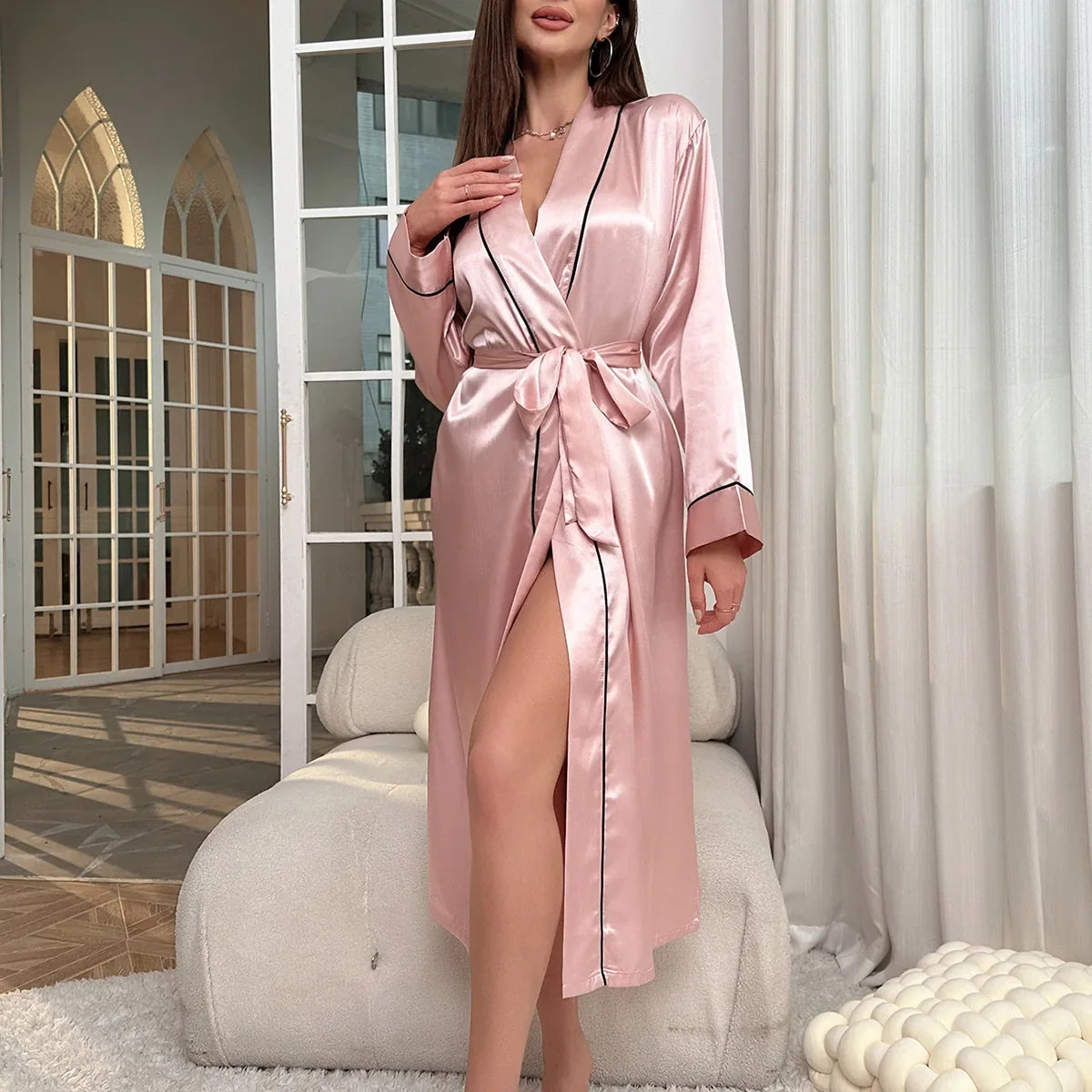 Robe de chambre kimono femme satinée
