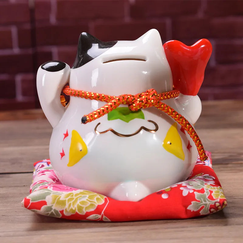 Chat Japonais Tirelire 'Feuille d'Érable'