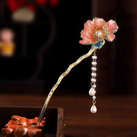 Épingle à cheveux pivoine et perles