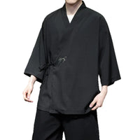 Veste courte kimono homme brodée bambou