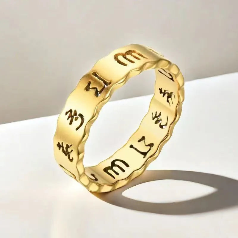Bague mantra bouddhiste en acier