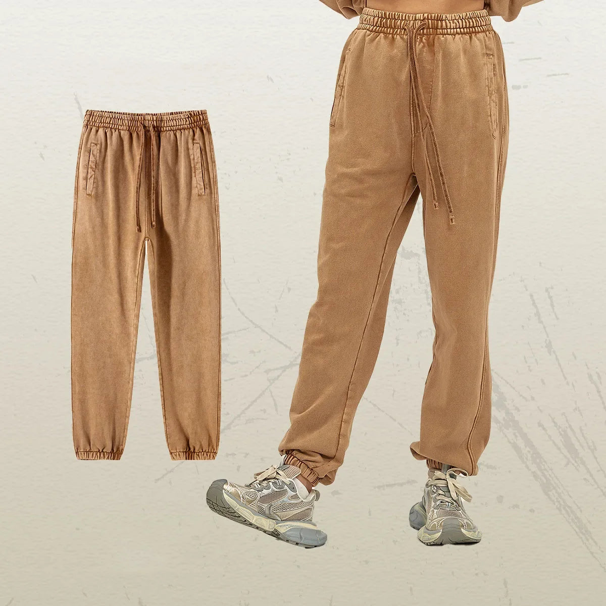 Pantalon Délavé Ample Rétro