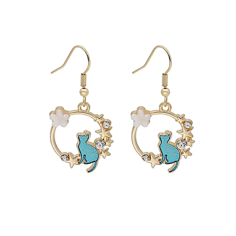 Boucles d'oreilles chat étoilé