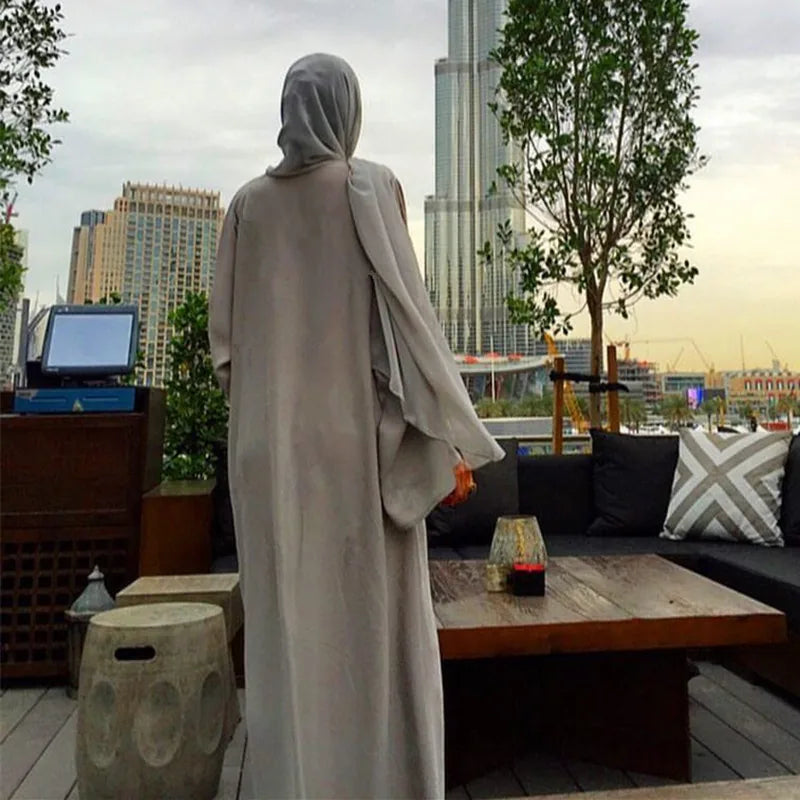 Abaya Kimono Perlée Grise