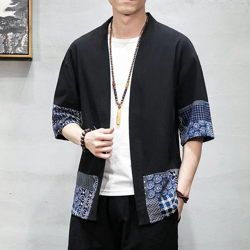 Cardigan kimono homme en coton