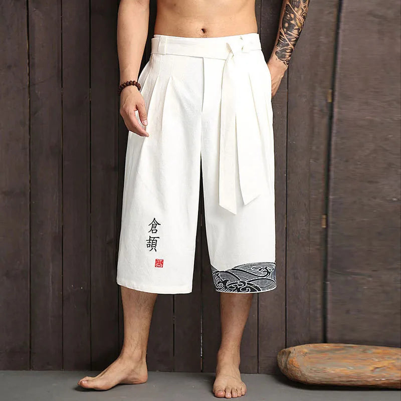 Pantalon japonais large homme coton