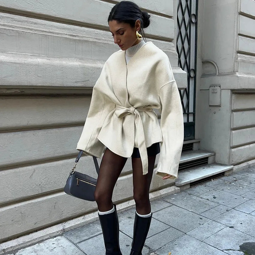 Veste kimono courte avec ceinture