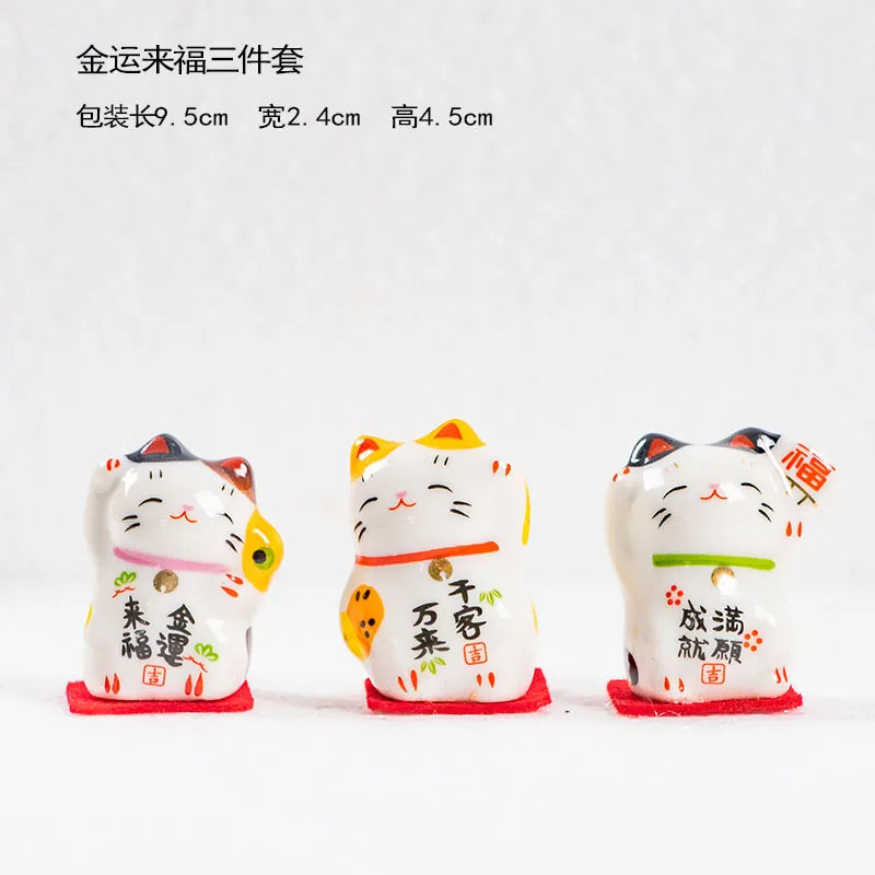 Trio maneki neko chat porte-bonheur