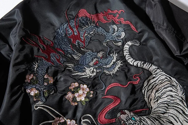 Blouson sukajan japonais dragon et tigre