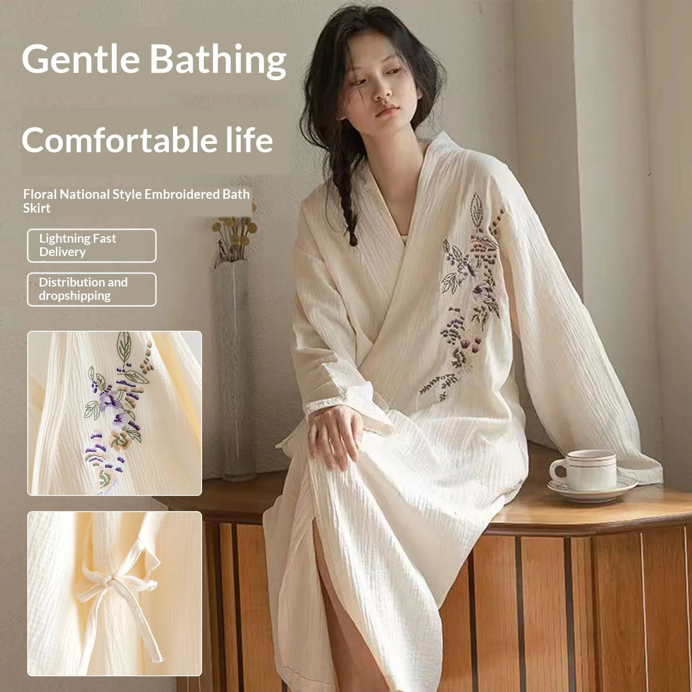 Kimono maillot de bain en coton