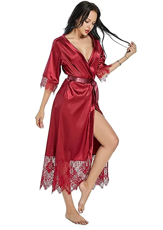 Robe de chambre kimono femme satinée