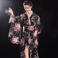 Kimono long satiné obi tressé