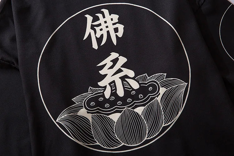 Cardigan haori kimono noir élégant