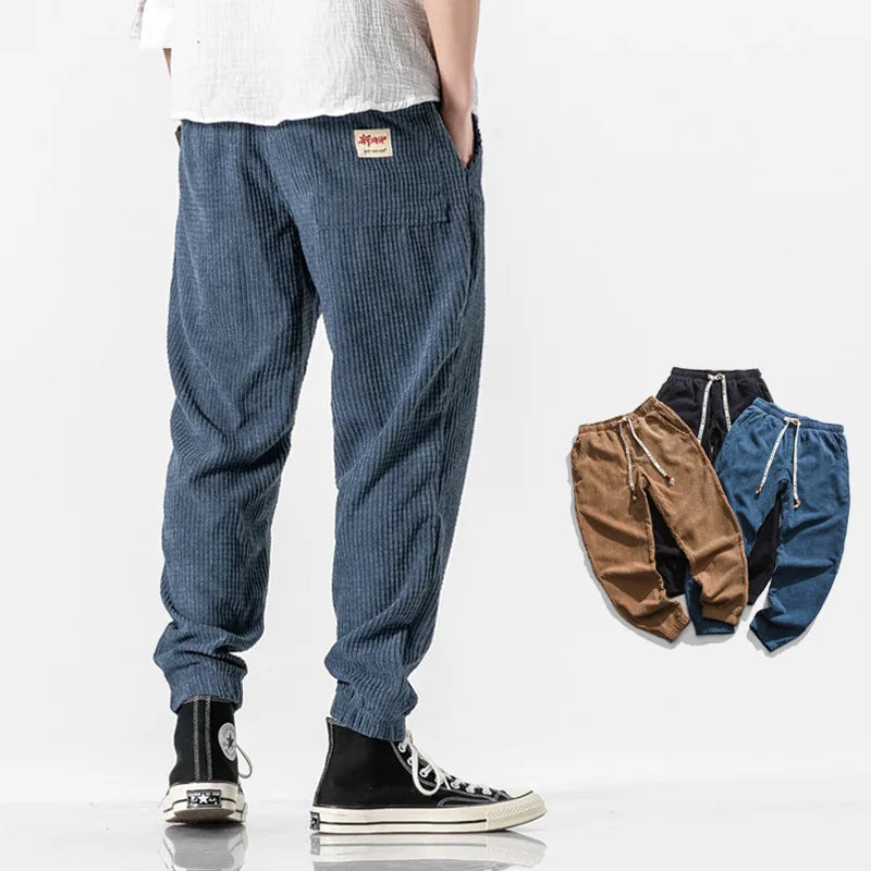 Pantalon Japonais Décontracté en Velours pour Homme