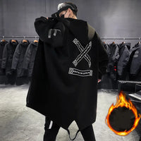 Manteau long à capuche streetwear