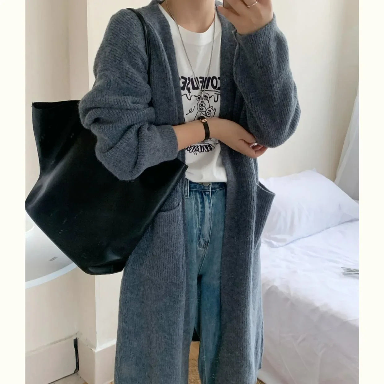 Cardigan long femme style kimono