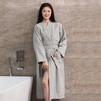Peignoir Kimono Femme en Coton Gaufré