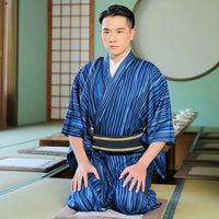 Kimono long d'intérieur homme rayé