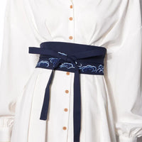 Ceinture obi japonaise brodée nuages