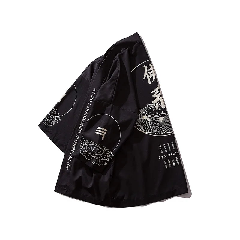 Cardigan haori kimono noir élégant