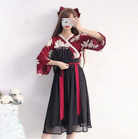 Robe Kimono Manches Larges Fleurie