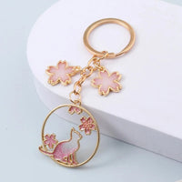 Porte-clés chat japonais fleurs de cerisier