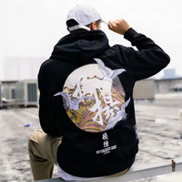 Sweat à Capuche Japonais Grues et Vagues