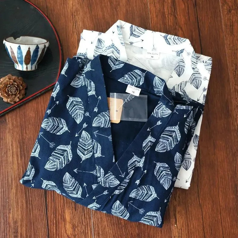 Peignoir kimono homme coton texturé