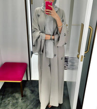 Abaya Kimono Perlée Grise