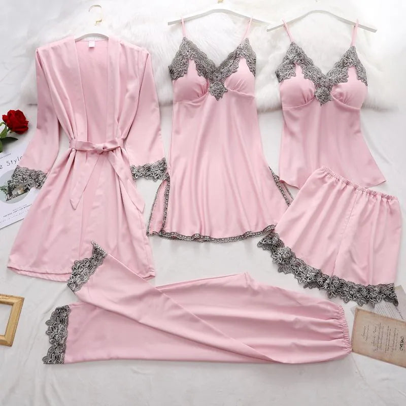 Ensemble kimono satin 5 pièces