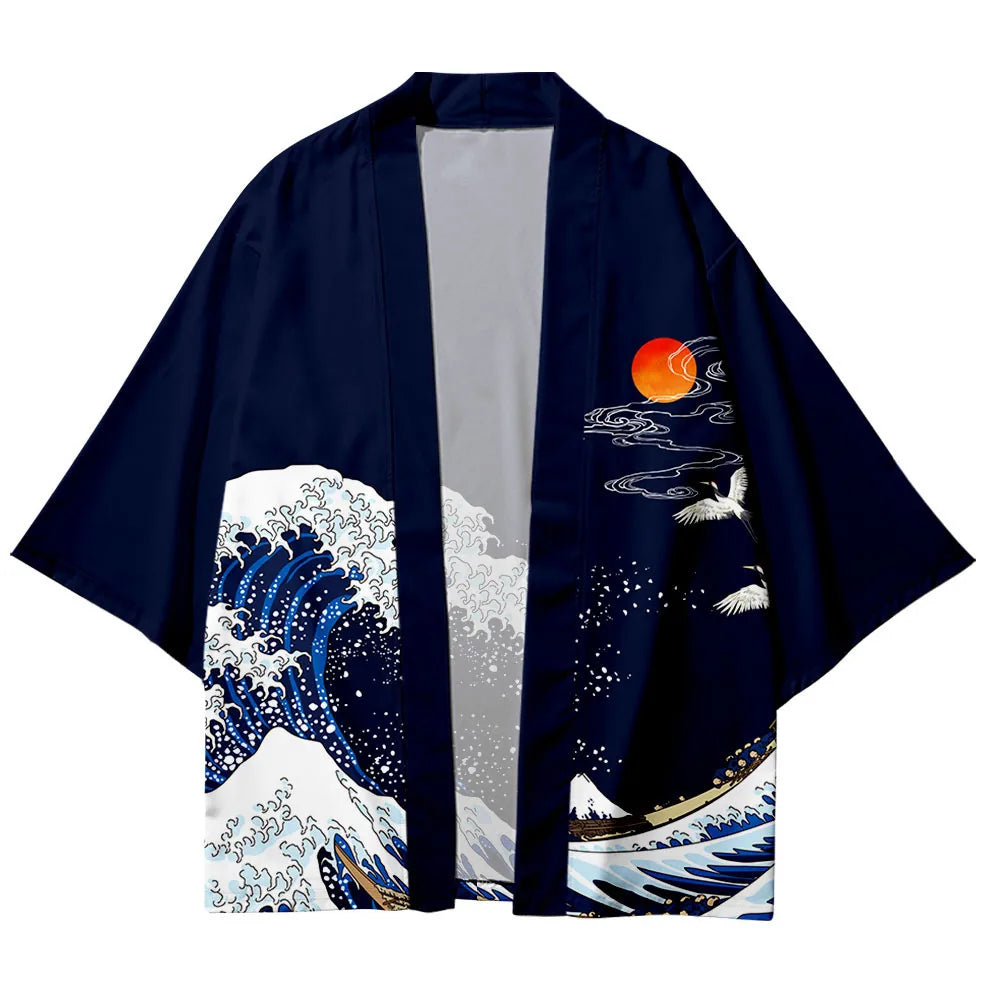 Haori japonais vague et carpe koï