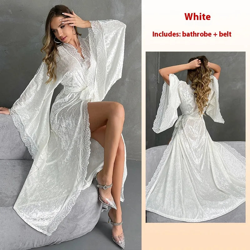 Peignoir kimono long femme velours