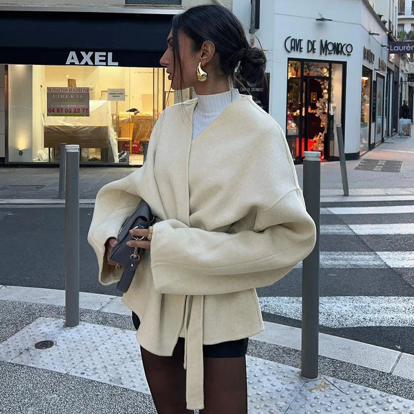 Veste kimono courte avec ceinture