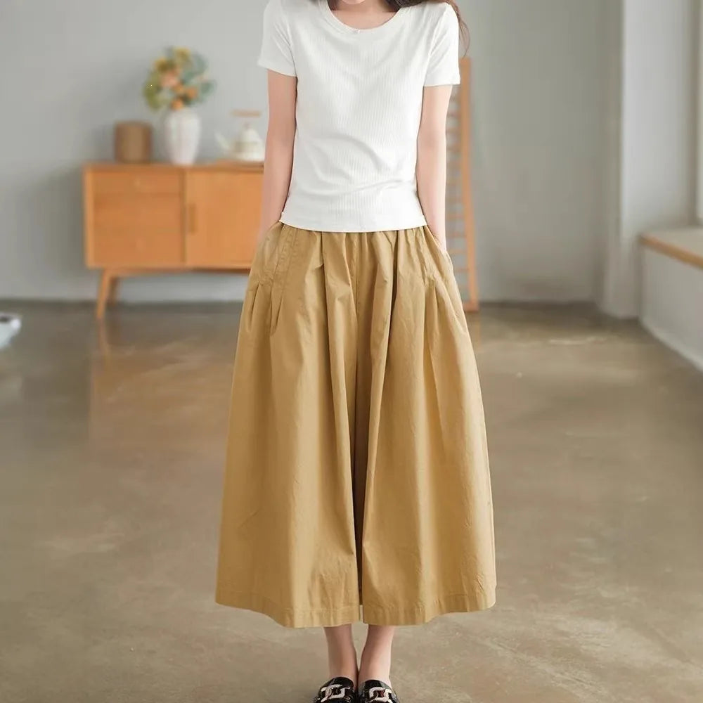 Pantalon Japonais Ample à Taille Haute