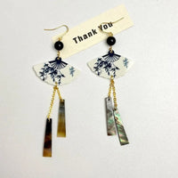 Boucles d'oreilles pendantes éventail bambou
