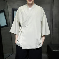 Veste courte kimono homme brodée bambou