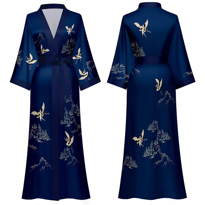 Kimono de Nuit Femme Motif Grues