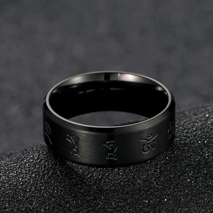 Bague homme tournante noire
