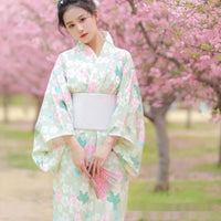 Kimono long fleuri obi large