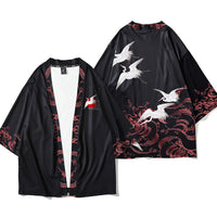 Veste kimono femme motif grues