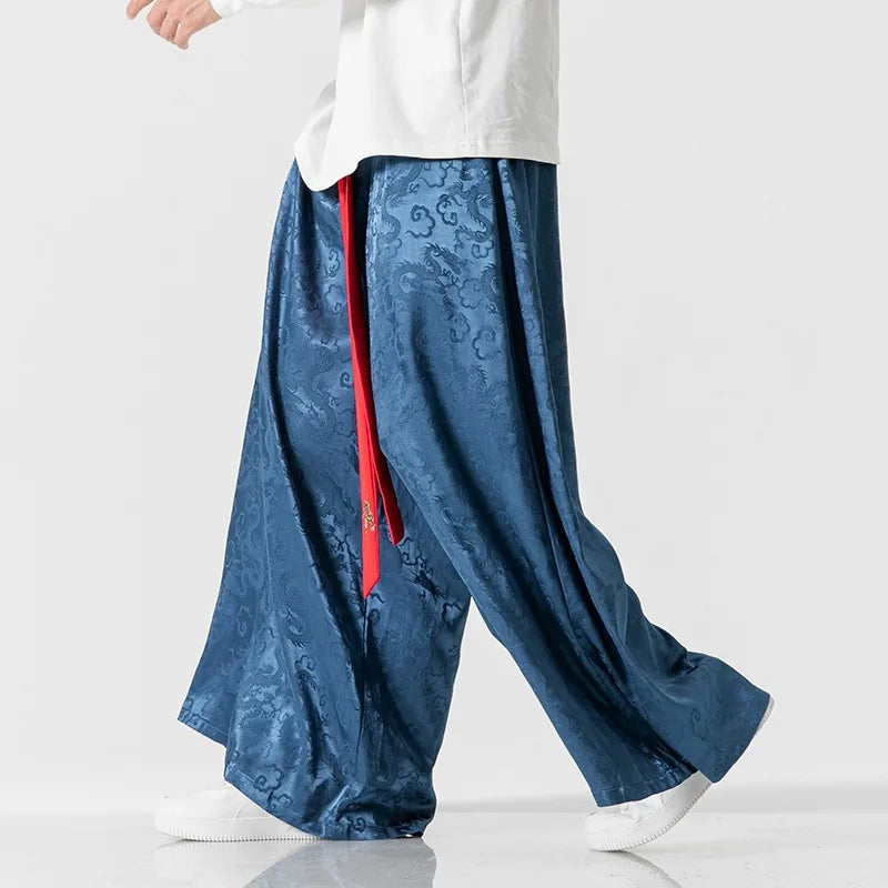 Pantalon large streetwear jacquard
