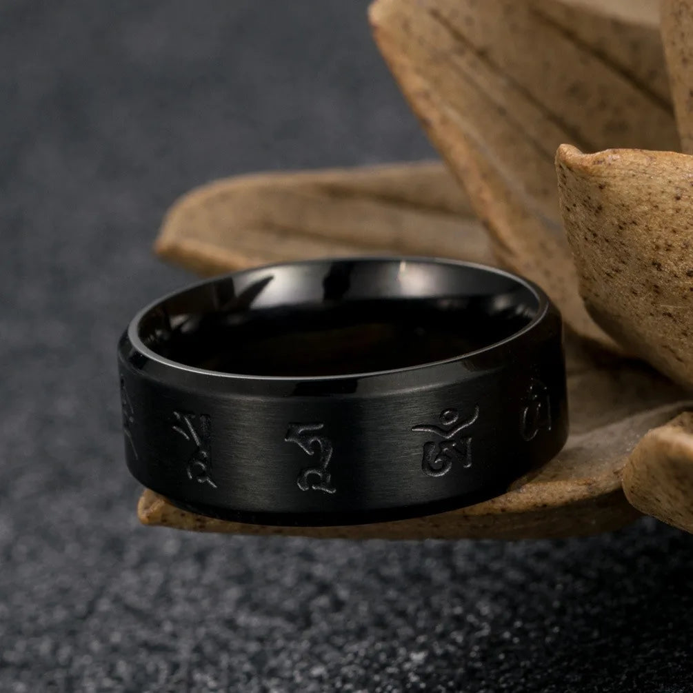 Bague homme tournante noire